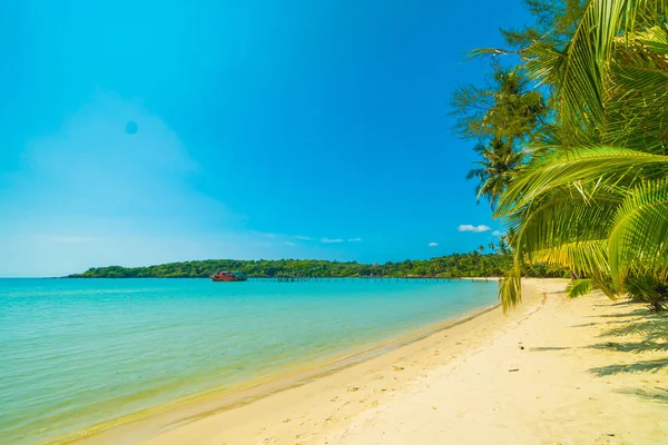 Wunderschöner Tropischer Strand Und Meer Mit Kokospalmen Paradiesinsel Für Reise — Stockfoto