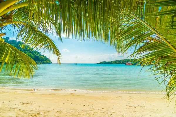 Hermosa playa tropical y mar con palmera de coco en desfile — Foto de Stock