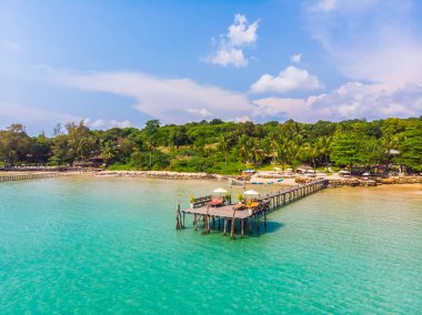 Güzel doğa tropikal plaj ve deniz ile Hindistan cevizi hurma ağacı o
