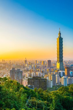 Güzel manzara ve cityscape taipei 101 bina ve ark