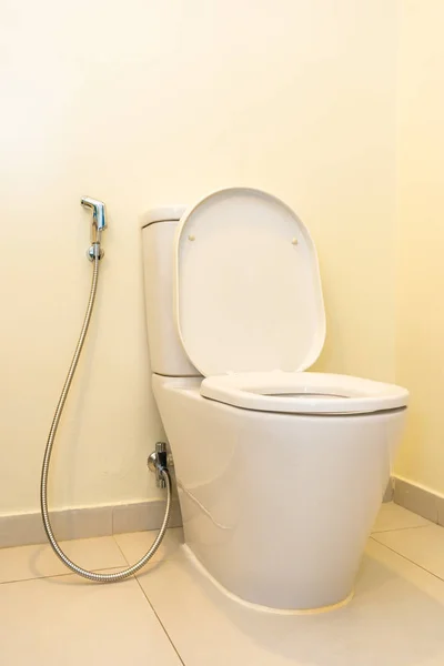 Biała toaleta siedzisko Bowl dekoracja wnętrz — Zdjęcie stockowe