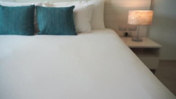 Bilder Från Hotel Bedroom Luxury Interior — Stockvideo