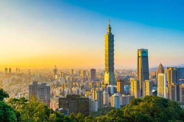 Güzel manzara ve cityscape taipei 101 bina ve ark