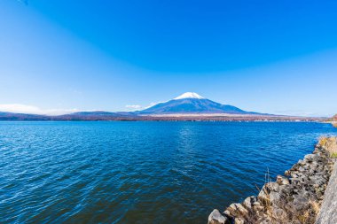 Beautiful landscape of mountain fuji around yamanakako lake clipart