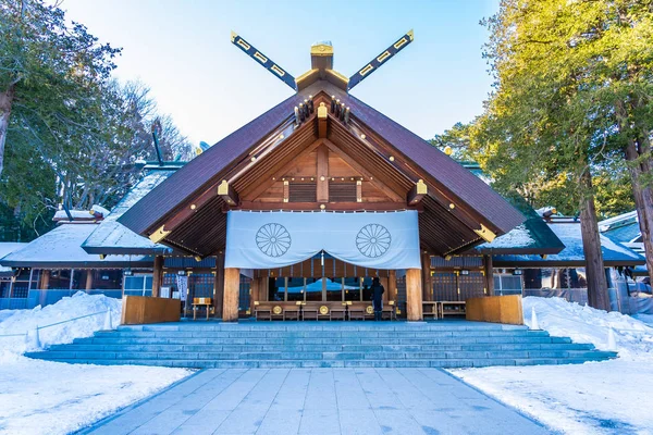 风景北海道神社美丽的建筑寺庙 — 图库照片