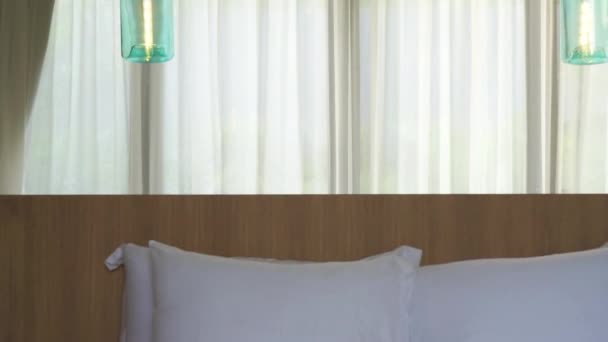 Imágenes Del Dormitorio Amueblado Lujo Hotel — Vídeos de Stock