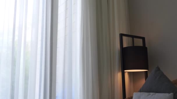 Imágenes Del Dormitorio Amueblado Lujo Hotel — Vídeo de stock