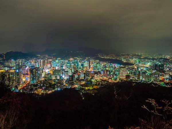 Beautiful architecture building around Seoul city at night — Stock Photo, Image