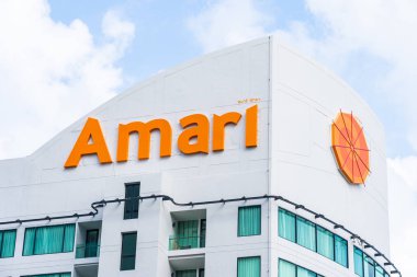 Pattaya Tayland - 25 Ekim 2019: Bui üzerinde Amari Otel tabelası