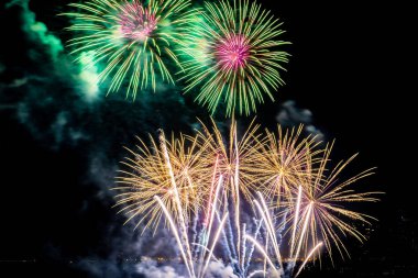 Kutlama için güzel renkli havai fişek gösterisi