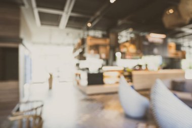 Otel 'deki soyut bulanık kahve dükkanı ve açık büfe restoranı