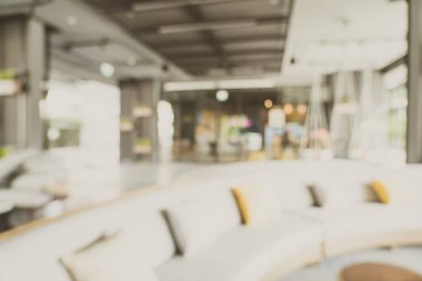 Otel 'deki soyut bulanık kahve dükkanı ve açık büfe restoranı