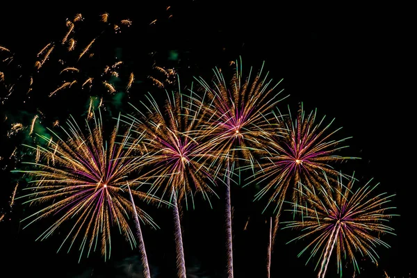Schönes buntes Feuerwerk in der Nacht zum Feiern — Stockfoto