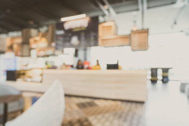 Otel 'deki soyut bulanık kahve dükkanı ve açık büfe restoranı