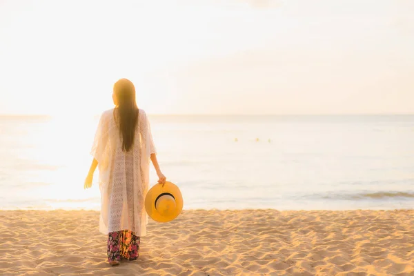 Portrait beautiful young asian women happy smile relax around be — Stock Photo, Image