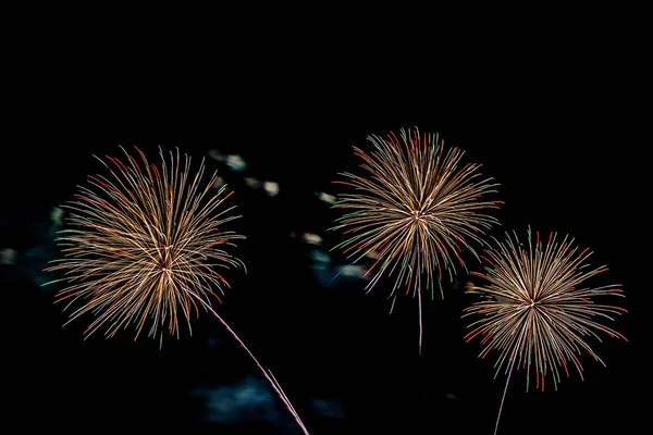 Hermosa exhibición de fuegos artificiales de colores en la noche para celebrar — Foto de Stock