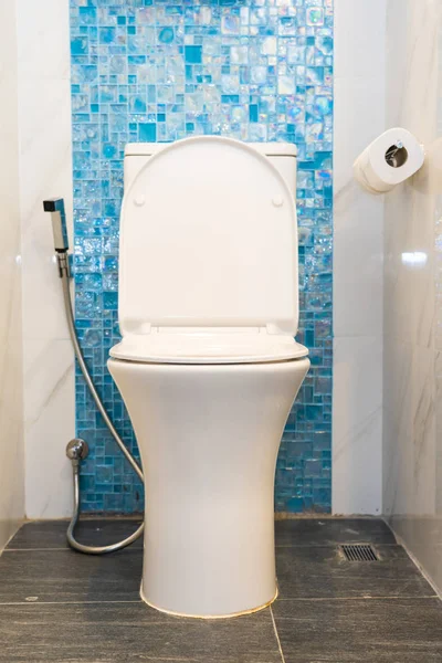 Vit WC-skål och dekoration interiör säten — Stockfoto
