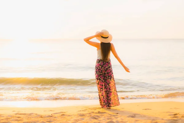 Portrait beautiful young asian women happy smile relax around be — Stock Photo, Image