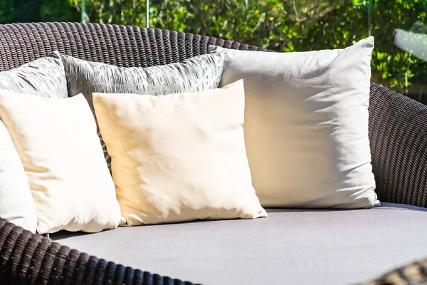 Comfortable pillow on sofa chair decoration outdoor — Stock Photo, Image