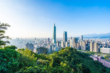 Güzel manzara ve cityscape taipei 101 bina ve ark
