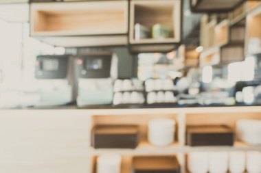 Otel 'deki soyut bulanık kahve dükkanı ve açık büfe restoranı