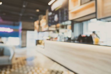 Otel 'deki soyut bulanık kahve dükkanı ve açık büfe restoranı