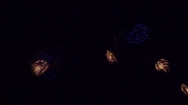 Nahaufnahmen Von Feuerwerk Das Nachthimmel Explodiert — Stockvideo