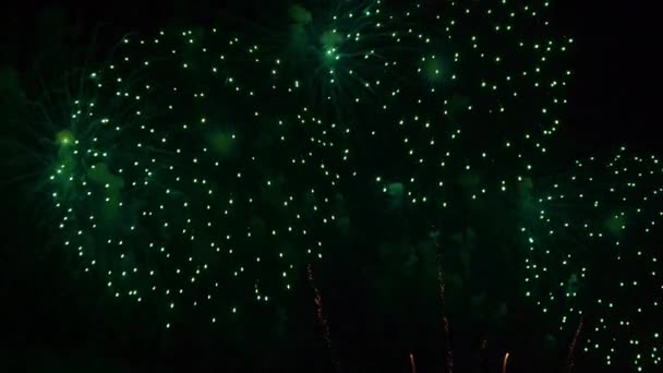 在夜空中烟火爆炸的特写镜头 — 图库视频影像