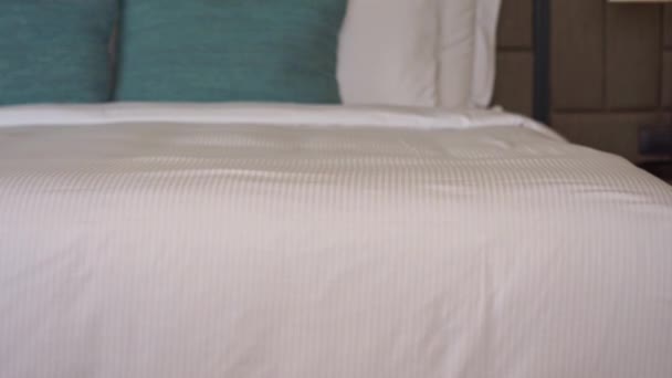 Кадры Роскошной Меблированной Спальни Отеле — стоковое видео