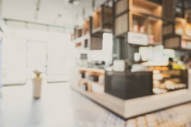 Otel 'deki soyut bulanık kahve dükkanı ve açık büfe restoranı