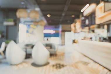 Otel 'deki soyut bulanık kahve dükkanı ve açık büfe restoranı