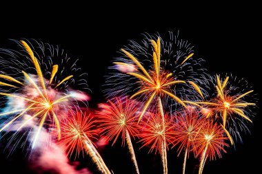 Kutlama için güzel renkli havai fişek gösterisi