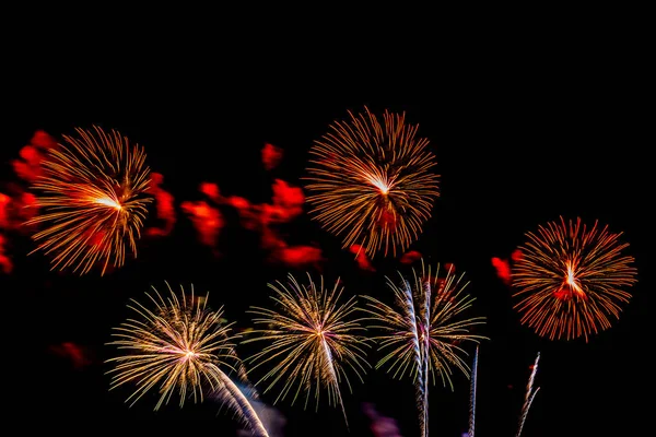 Beautiful colorful firework display at night for celebrate — Stock Photo, Image
