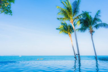 Oteldeki yüzme havuzunun güzel manzarası.