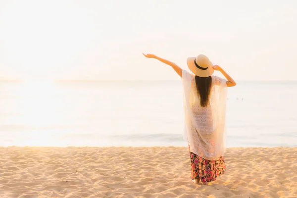 Portrait beautiful young asian women happy smile relax around be — Stock Photo, Image