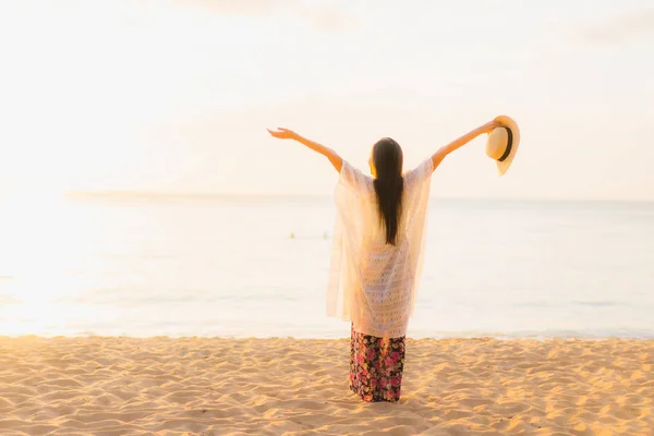 Portrait beautiful young asian women happy smile relax around be — Stock Photo, Image