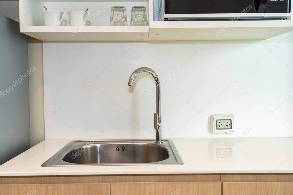 Kitchen corner with faucet water and sink decoration interior