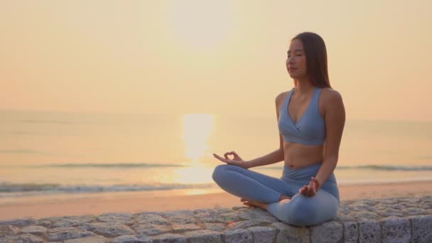 Imagens Bela Mulher Asiática Praia Durante Férias — Vídeo de Stock