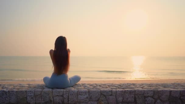 Beeldmateriaal Van Mooie Aziatische Vrouw Aan Zee Tijdens Vakantie — Stockvideo