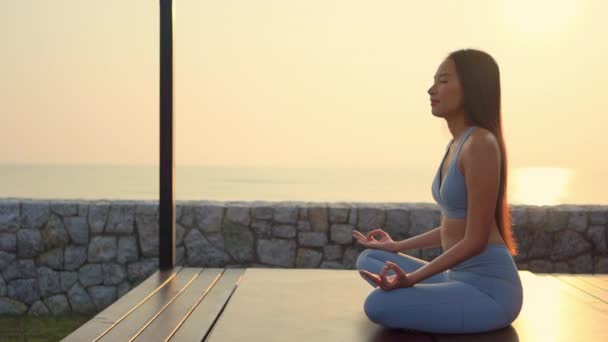 Séquences Belle Femme Asiatique Sur Bord Mer Pendant Les Vacances — Video