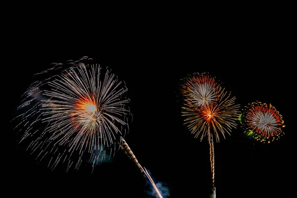 Hermosa exhibición de fuegos artificiales de colores en la noche para celebrar — Foto de Stock