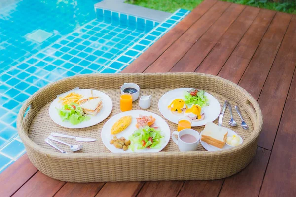 Floating Breakfast Outdoor Swimming Pool Hotel Resort — 스톡 사진