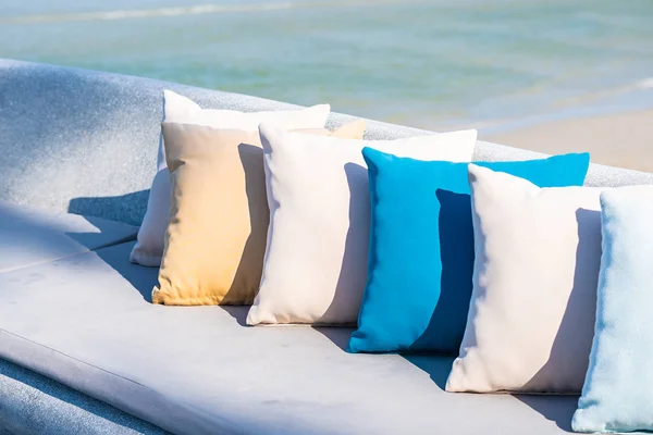 Pillow Chair Sofa Lounge Outdoor Patio Sea Ocean Beach View — Stock Photo, Image