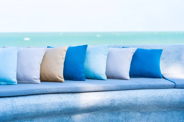 Pillow Chair Sofa Lounge Outdoor Patio Sea Ocean Beach View — Stock Photo, Image