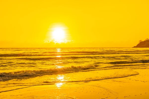 Vacker Tropisk Natur Strand Hav Med Solnedgång Eller Soluppgång För — Stockfoto