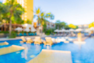 Seyahat ve tatil geçmişi için otel tatil beldesinde soyut bulanıklık ve açık yüzme havuzu