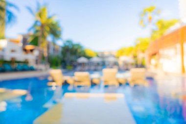 Seyahat ve tatil geçmişi için otel tatil beldesinde soyut bulanıklık ve açık yüzme havuzu