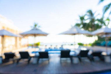 Seyahat ve tatil geçmişi için otel tatil beldesinde soyut bulanıklık ve açık yüzme havuzu