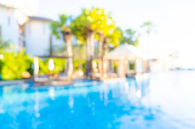 Seyahat ve tatil geçmişi için otel tatil beldesinde soyut bulanıklık ve açık yüzme havuzu