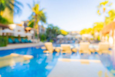 Seyahat ve tatil geçmişi için otel tatil beldesinde soyut bulanıklık ve açık yüzme havuzu